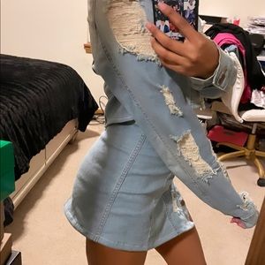 Denim skirt & jacket set